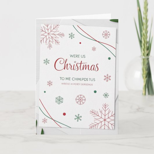 Elegant Christmas Greeting Cards – Red & Green Hol カード (正面)