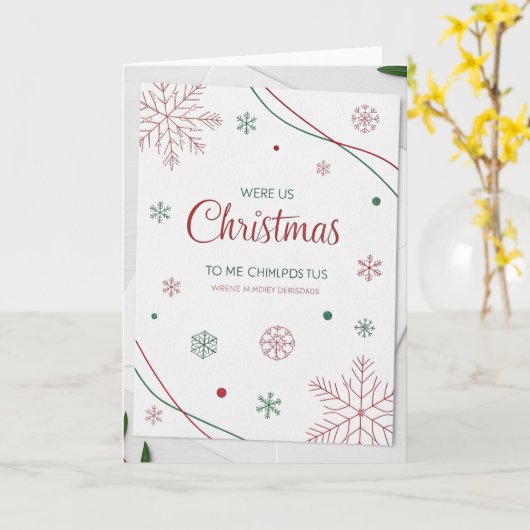 Elegant Christmas Greeting Cards – Red & Green Hol カード (黄色い花)