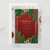 Elegant Christmas Greeting Cards – Red & Green Hol 招待状 (正面/裏面)