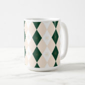 Elegant Christmas Harlequin Pattern with Snowflake コーヒーマグカップ (正面右)
