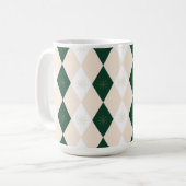 Elegant Christmas Harlequin Pattern with Snowflake コーヒーマグカップ (正面左)
