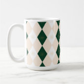 Elegant Christmas Harlequin Pattern with Snowflake コーヒーマグカップ (左)