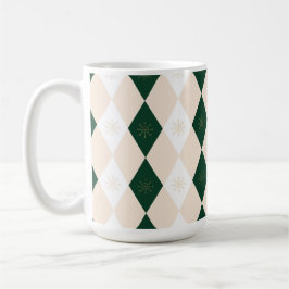 Elegant Christmas Harlequin Pattern with Snowflake コーヒーマグカップ