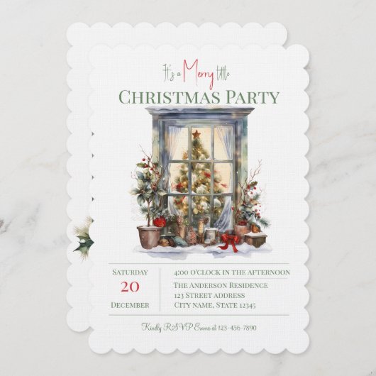 Elegant Christmas Holiday Invitation  招待状 (正面/裏面)