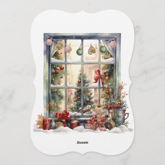 Elegant Christmas Holiday Invitation Window 招待状 (裏面)