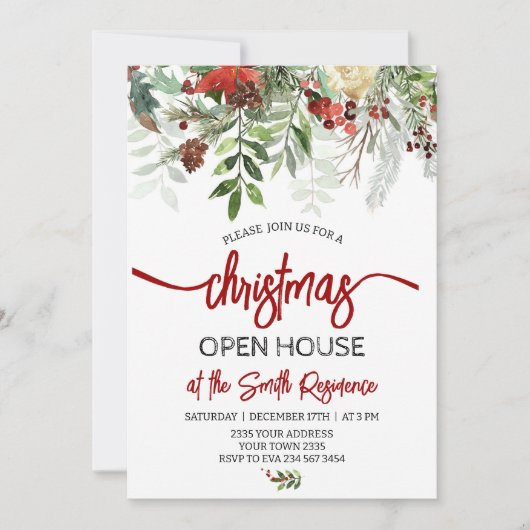 Elegant Christmas Holiday Open House Party 招待状 (正面)