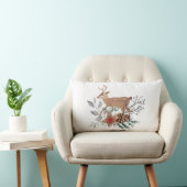Elegant Christmas Holiday Watercolor Deer ランバークッション (椅子)