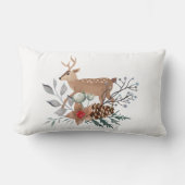 Elegant Christmas Holiday Watercolor Deer ランバークッション (正面)