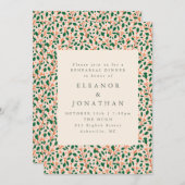 Elegant Christmas Holly Wedding Rehearsal Dinner 招待状 (正面/裏面)