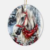 Elegant Christmas Horse with Winter Wreath  セラミックオーナメント (左)