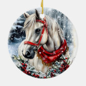 Elegant Christmas Horse with Winter Wreath  セラミックオーナメント (裏面)