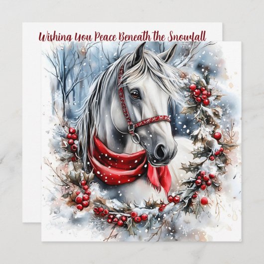 Elegant Christmas Horse with Winter Wreath Custom (正面/裏面)