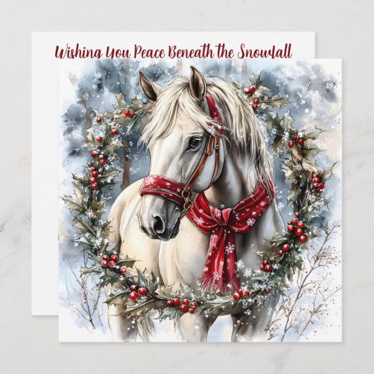 Elegant Christmas Horse with Winter Wreath Custom (正面/裏面)