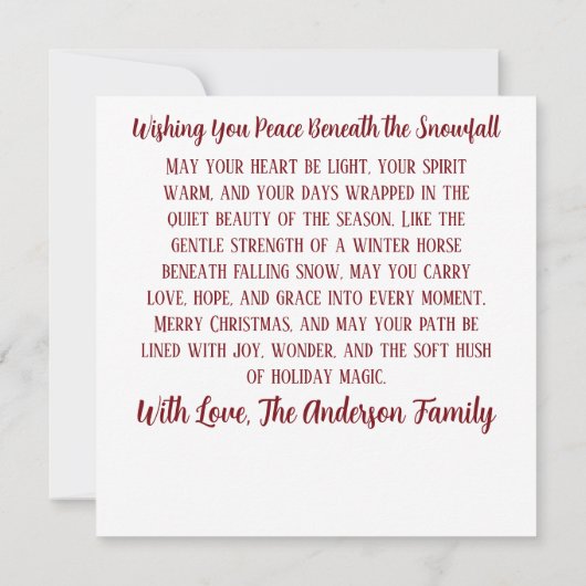 Elegant Christmas Horse with Winter Wreath Custom (裏面)