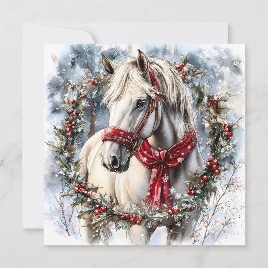 Elegant Christmas Horse with Winter Wreath Custom (正面)