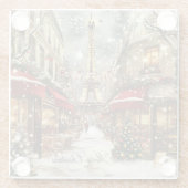 Elegant Christmas in Paris Holiday  ガラスコースター (裏面)