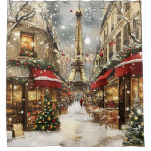 Elegant Christmas in Paris Holiday シャワーカーテン (正面)