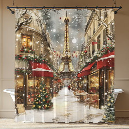 Elegant Christmas in Paris Holiday  シャワーカーテン