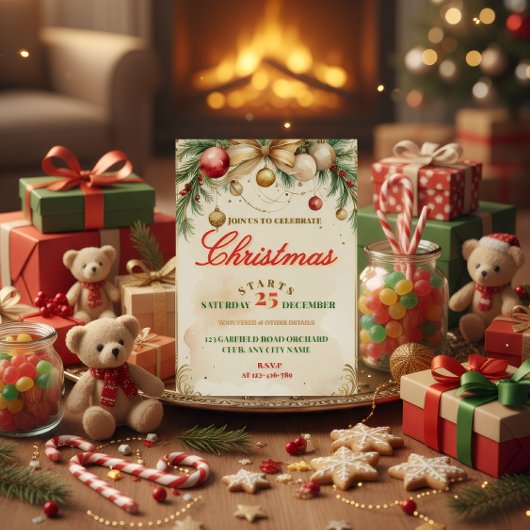 Elegant Christmas Invitation Card 箔招待状