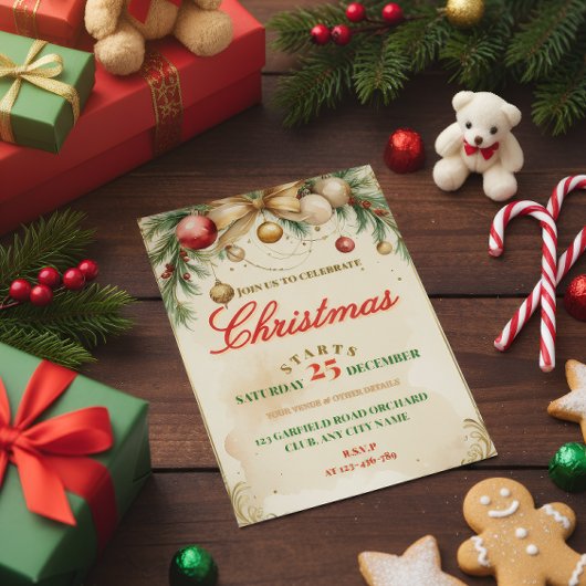 Elegant Christmas Invitation Card 箔招待状