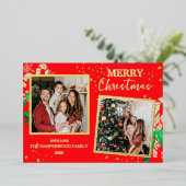 Elegant Christmas Joy Gold Sparkle Multi Photo 箔シーズンカード (立ち正面)