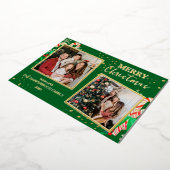 Elegant Christmas Joy Gold Sparkle Multi Photo 箔シーズンカード (回転した状態)