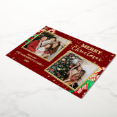 Elegant Christmas Joy Gold Sparkle Multi Photo 箔シーズンカード (回転した状態)