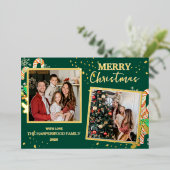 Elegant Christmas Joy Gold Sparkle Multi Photo 箔シーズンカード (立ち正面)