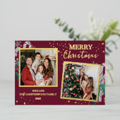 Elegant Christmas Joy Gold Sparkle Multi Photo 箔シーズンカード (立ち正面)