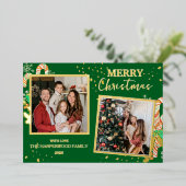 Elegant Christmas Joy Gold Sparkle Multi Photo 箔シーズンカード (立ち正面)