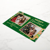 Elegant Christmas Joy Gold Sparkle Multi Photo 箔シーズンカード (回転した状態)