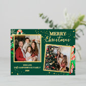 Elegant Christmas Joy Gold Sparkle Multi Photo 箔シーズンカード (立ち正面)