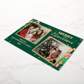 Elegant Christmas Joy Gold Sparkle Multi Photo 箔シーズンカード (回転した状態)