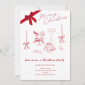 Elegant Christmas Line Art Party 招待状 (正面)