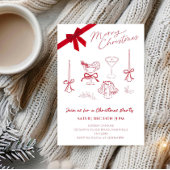 Elegant Christmas Line Art Party 招待状