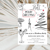 Elegant Christmas Line Art Party  招待状