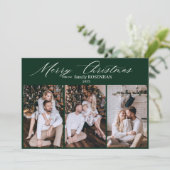 Elegant Christmas Modern 3 Photo Collage Green シーズンカード (スタンド正面)