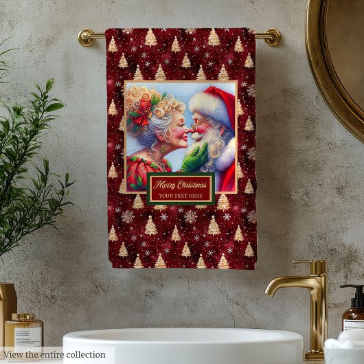 Elegant Christmas Mr. and Mrs. Claus Bath Towel バスタオルセット