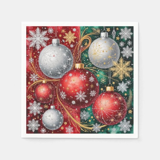 Elegant Christmas Ornament スタンダードカクテルナプキン (正面)
