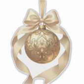 Elegant Christmas Ornament Beige and Brown シール (正面)