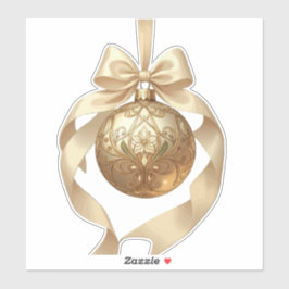 Elegant Christmas Ornament Beige and Brown シール