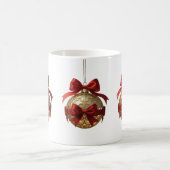 Elegant Christmas Ornament Beige and Red コーヒーマグカップ (中央)
