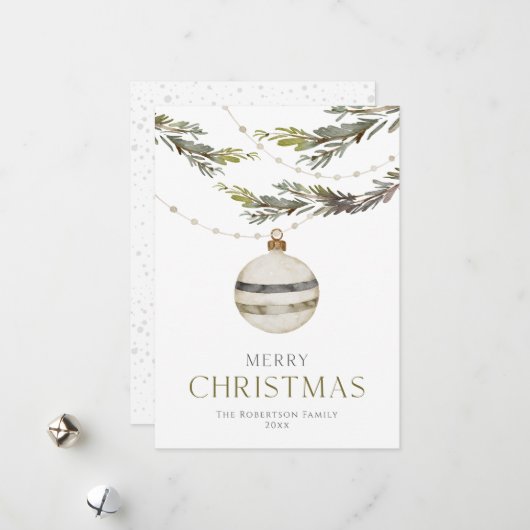  Elegant Christmas Ornament Card  シーズンカード (正面/裏面インサイチュ)