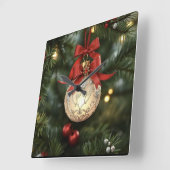 Elegant Christmas Ornament Collection with Red Bow スクエア壁時計 (傾斜)