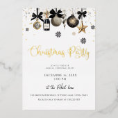 Elegant Christmas Ornaments Holiday Party 箔招待状 (正面)
