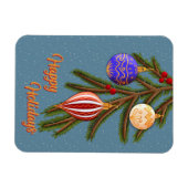 Elegant Christmas Ornaments on Pine Branch マグネット (横)