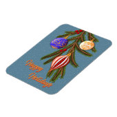 Elegant Christmas Ornaments on Pine Branch マグネット (左側)