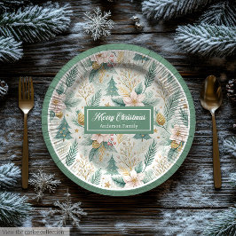 Elegant Christmas Paper & Party Plates Sage Gold ペーパープレート