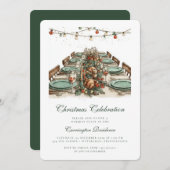 Elegant Christmas Party - Dinner Invitation  招待状 (正面/裏面)