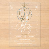 Elegant Christmas Party Festive Holiday Minimalist アクリル招待状 (正面)